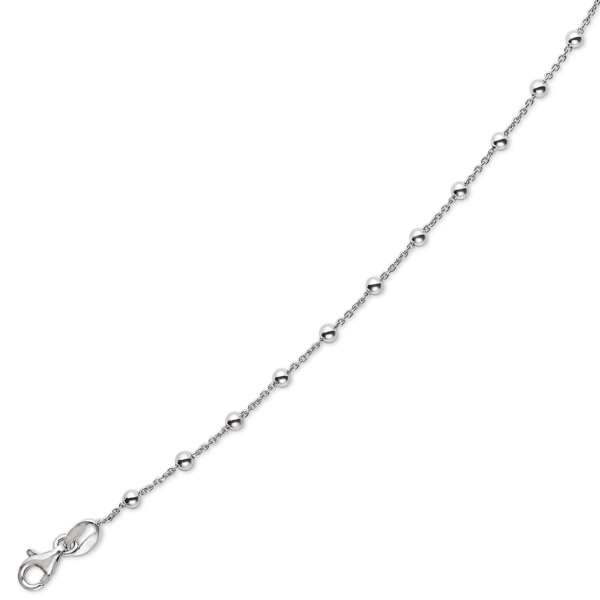 Silverarmband med rodiumpläterade kulor. Längd 17+4 cm.