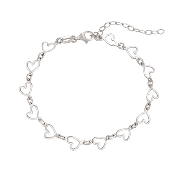 Hjärta Silverarmband. Längd 17+4 cm