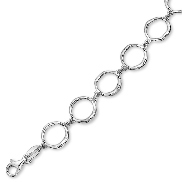 Silverarmband rhodium cirklar i rad. Längd 17+4 cm.