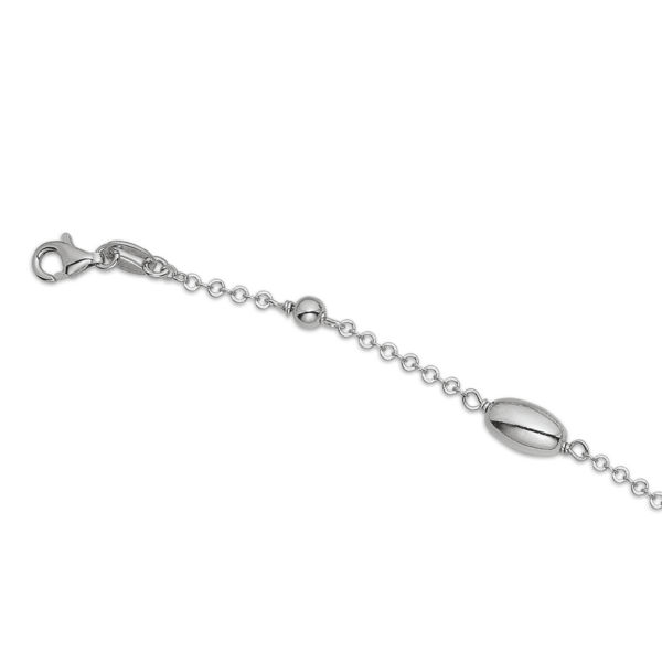 Silverarmband rodiumpläterat runt och oliv. Längd 17+4 cm.