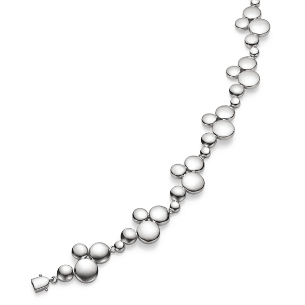 Silverarmband rodiumpläterade knappar i olika storlekar. Längd 20 cm.