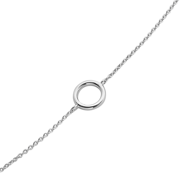 Silverarmband rodiumpläterad cirkel på kedja. Längd 17+4 cm.