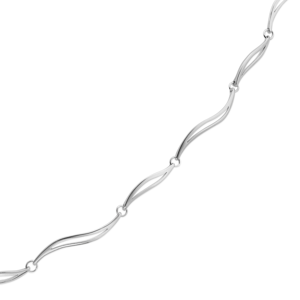 Silverarmband rodiumpläterade böjda ögon. Längd 17+4 cm.