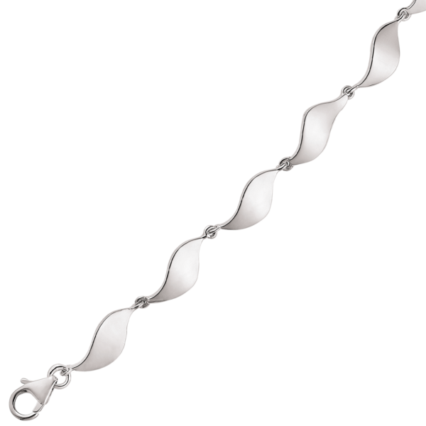 Silverarmband rodiumpläterad svarvad länk. Längd 18+3 cm.