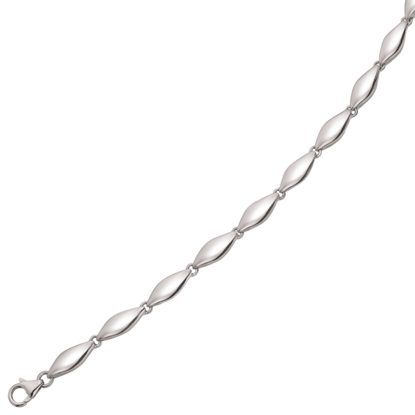 Silverarmband rodiumpläterat ovala blanka länkar Längd 18+3 cm.