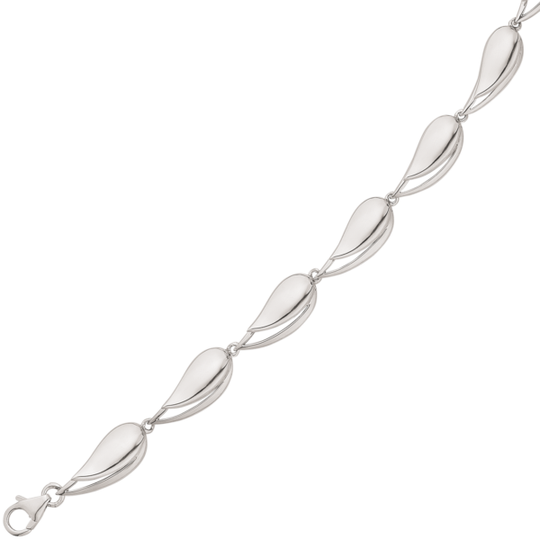 Silverarmband rodiumpläterad avlång droppe. Längd 18+3 cm.
