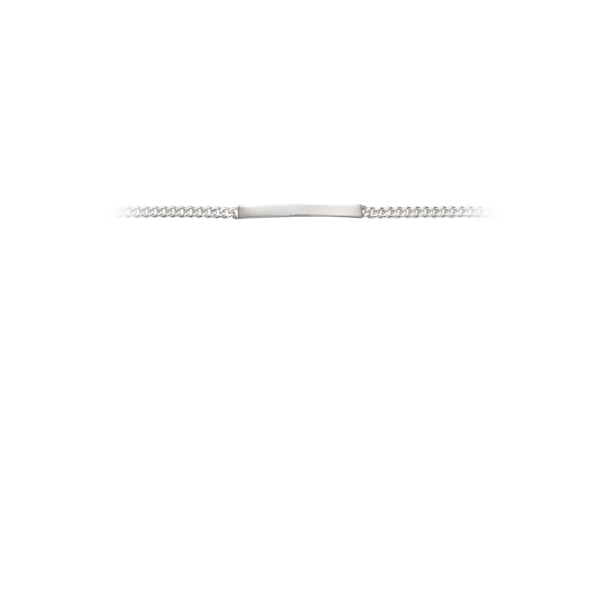 Panzerkedja av silverarmband med ID-skylt 3,4 mm bred. Längd 17 cm.