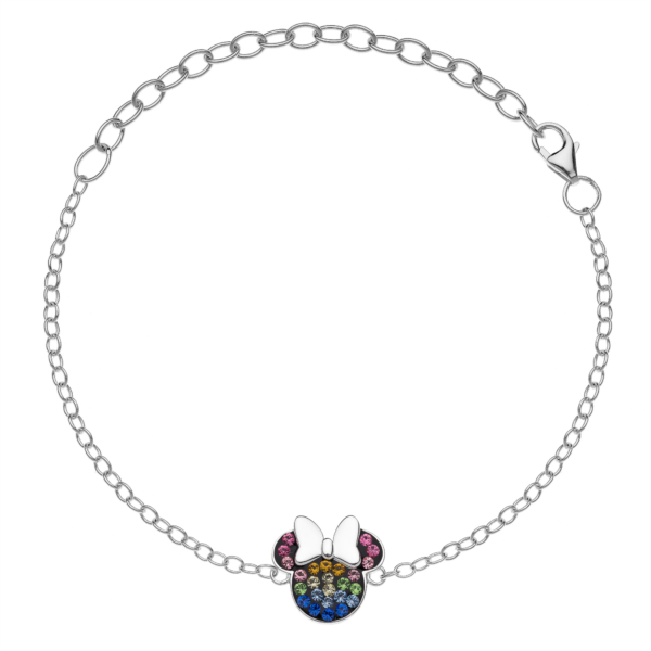 Silverarmband Minnie Mouse med olika färger. Längd 17 cm.