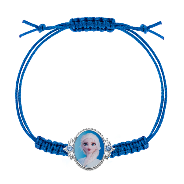 Silverarmband Elsa.i ovalt med zirkoner på båda sidor, blått band.
