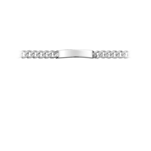 Panzerkedja av silverarmband med ID-skylt 9,4 mm bred. Längd 23 cm.