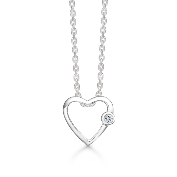 Silver halsband hjärta med 1 facetterad zirkon i kanten.