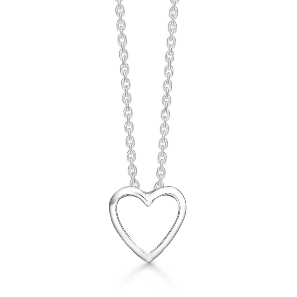 Silver halsband hjärta. Kedjan är 42-45 cm lång.