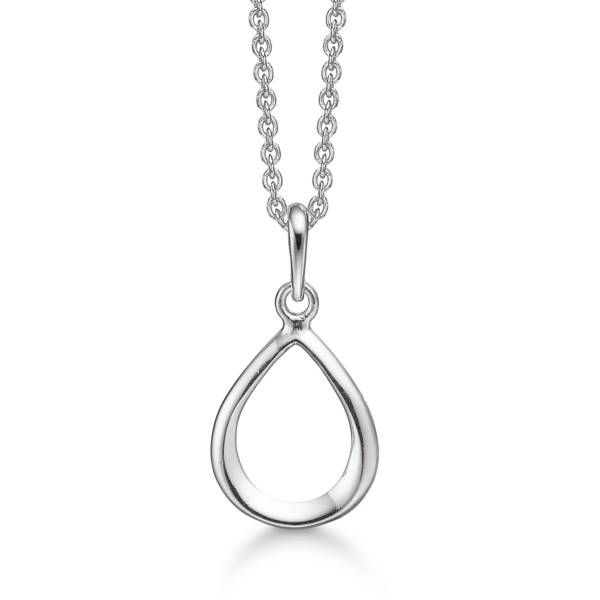 Silverhalsband rhodinerad droppe av tråd. Kedjan är 42-45 cm lång.