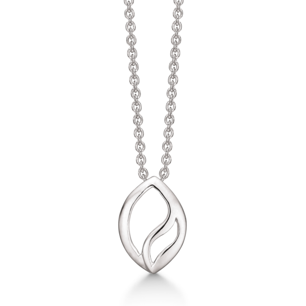Silverhalsband rodiumpläterad droppe med linje. Kedjan är rodiumpläterad silver i längd 42-45 cm.