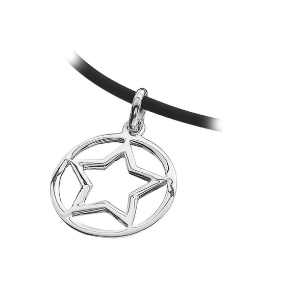 Silverhalsband öppen stjärna i ring