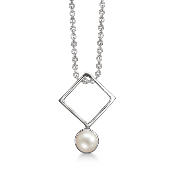 Dammring silverhalsband med sötvattenspärla.