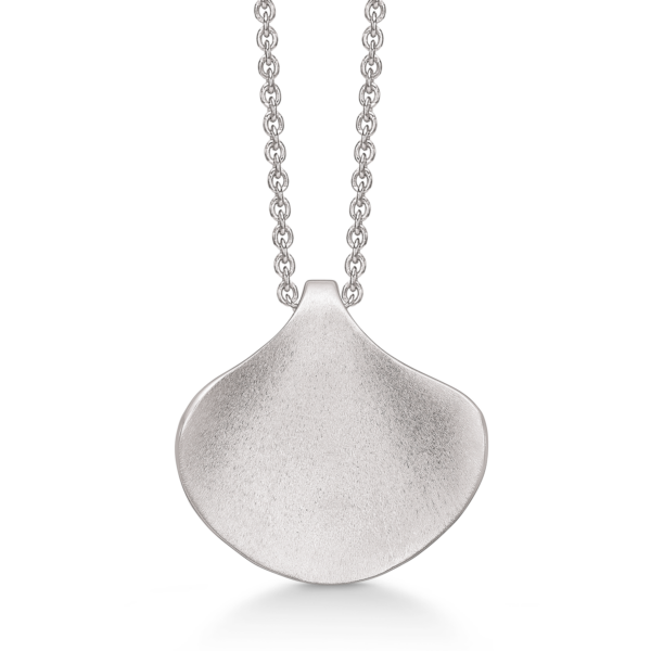 Silverhalsband rhodinerad gingko. Kedjan är rodiumpläterad silver i längd 42-45 cm.