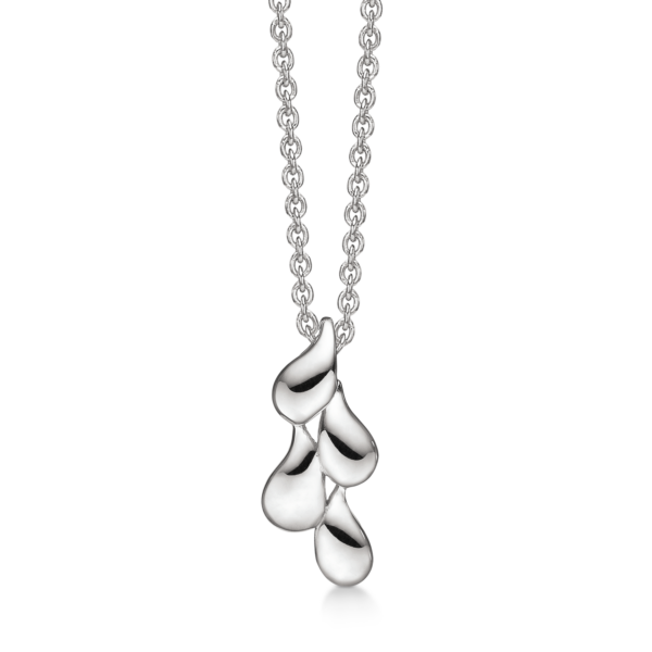 Silverhalsband rodiumpläterade krokiga droppar. Kedjan är 42-45 cm lång.