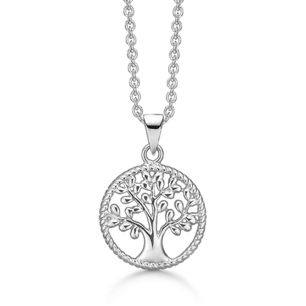 Støring livets träd Halsband i silver - 42+5 cm