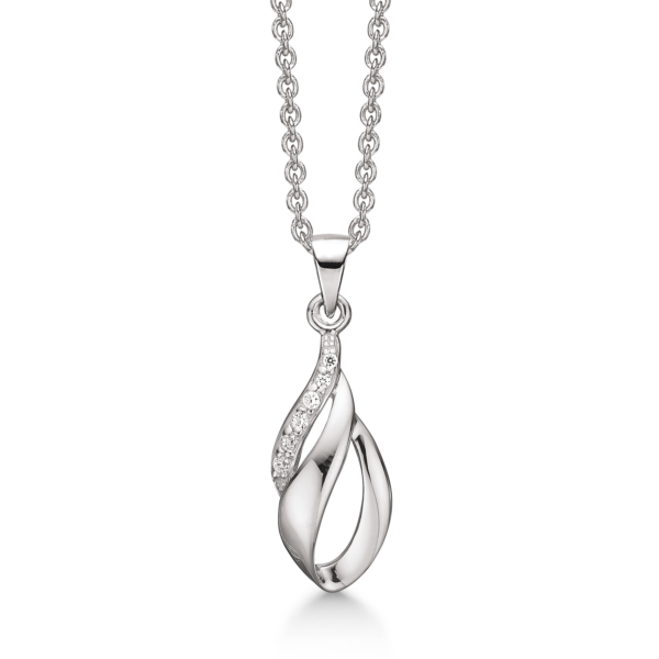 Silverhalsband 3 rader en med facetterad zirkon.