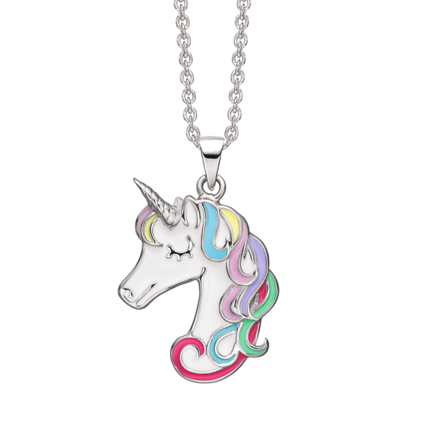 Unicorn halsband silver med flerfärgad emalj