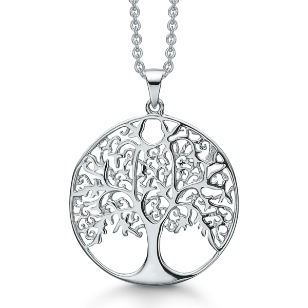 Støring livets träd Halsband i silver - 42+5 cm