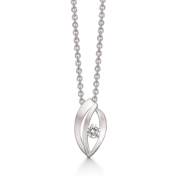 Silverhalsband rodiumpläterat ögonmatt med linje och facetterad zirkon