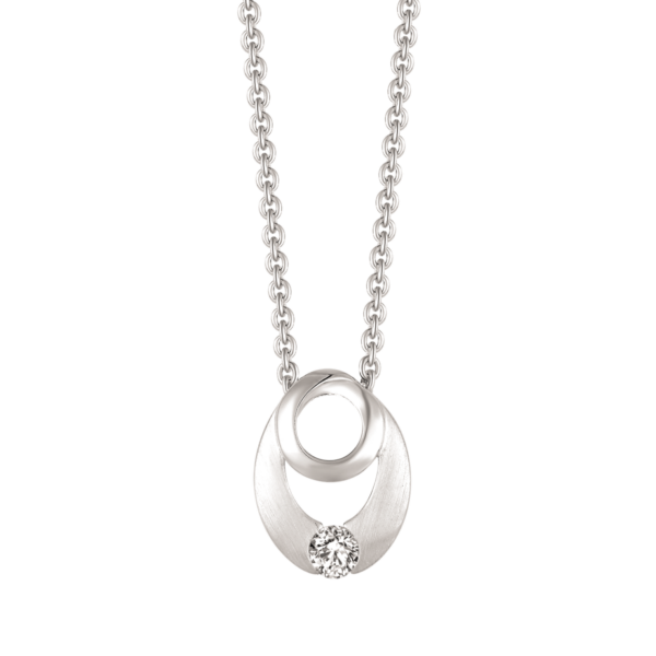 Silverhalsband dubbelcirkel matt med zirkoner
