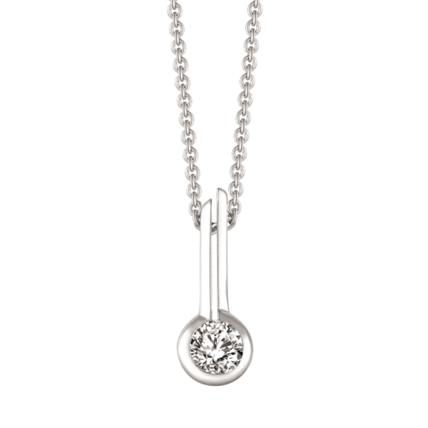 Silver halsbandsstav med cirkel med zirkonia