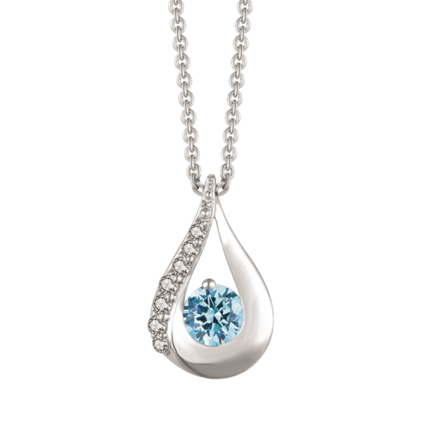 Silver halsband drop med syntetisk blå topas