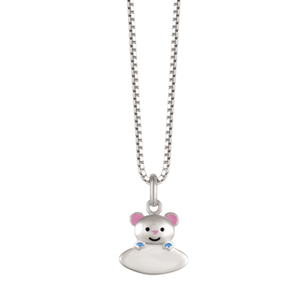 Silverhalsband nallebjörn med namnskylt Kedjan är silver i längd 36 cm