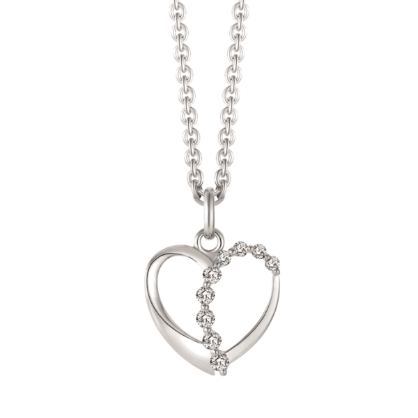 Silver Heart halsband med ziconia sten