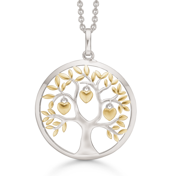 Støring livets träd Halsband i silver och förgyllning - 42+5 cm