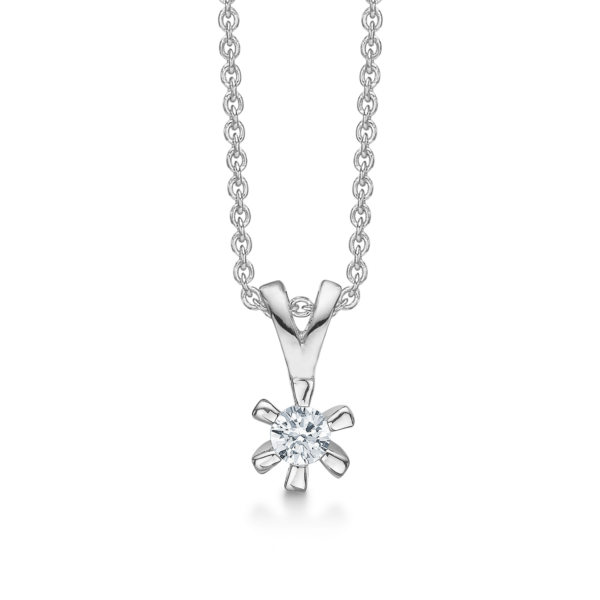 Silverhalsband rhodinerad facetterad zirkon i 6 spännen. Mått: 4 mm.