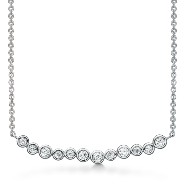 Silverhalsband rodiumpläterad rosett med 12 facetterade zirkoner i tubinställning