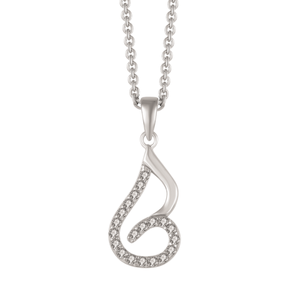 Silverhalsband krokig droppe med zirconia