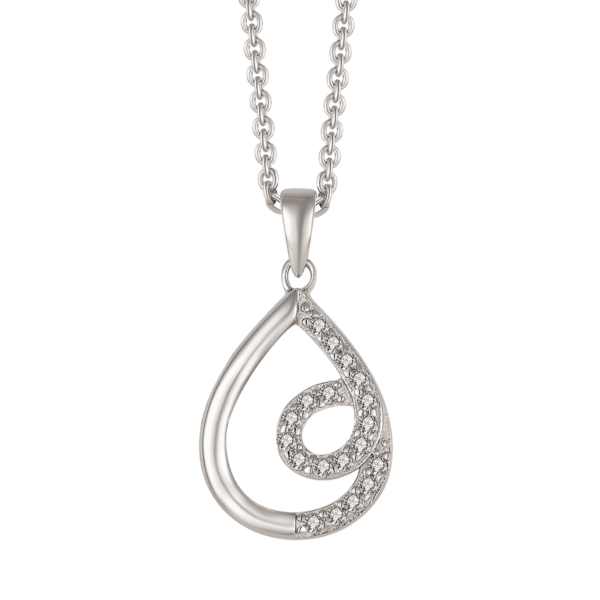 Silverhalsband ovalt med cirkel med zirkonia