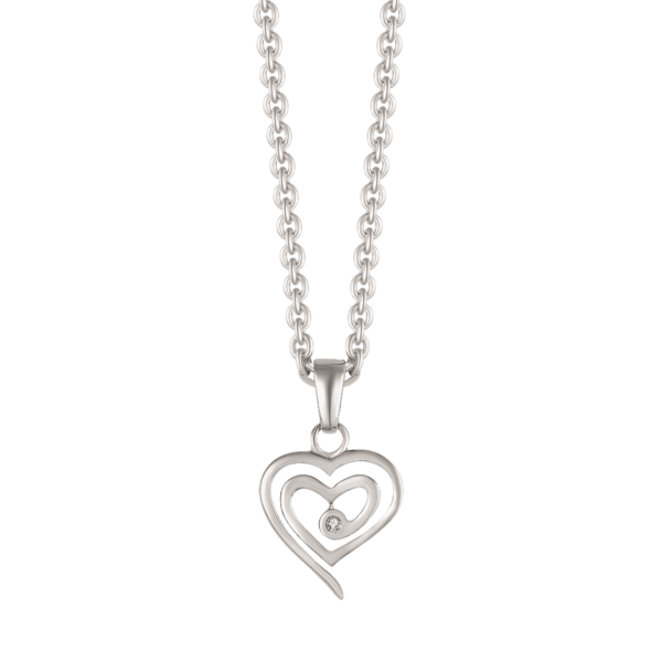 Silver Heart halsband dubbelt hjärta med en zirconia