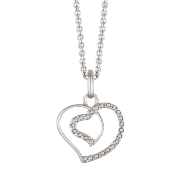 Silver Heart halsband dubbelt hjärta med zirconia