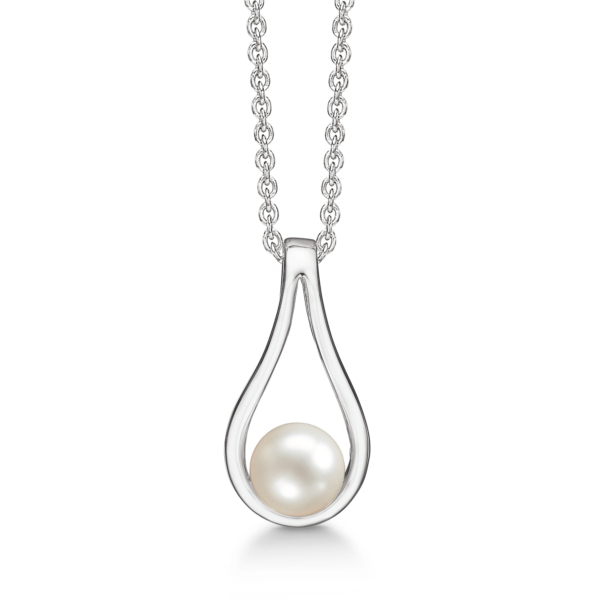 Dammring Droppeformat silverhalsband med sötvattenspärla