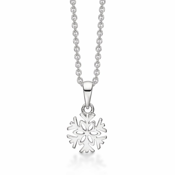 Silverhalsband rhodiumpläterade snöflingor. Kedjan är 42-45 cm lång.
