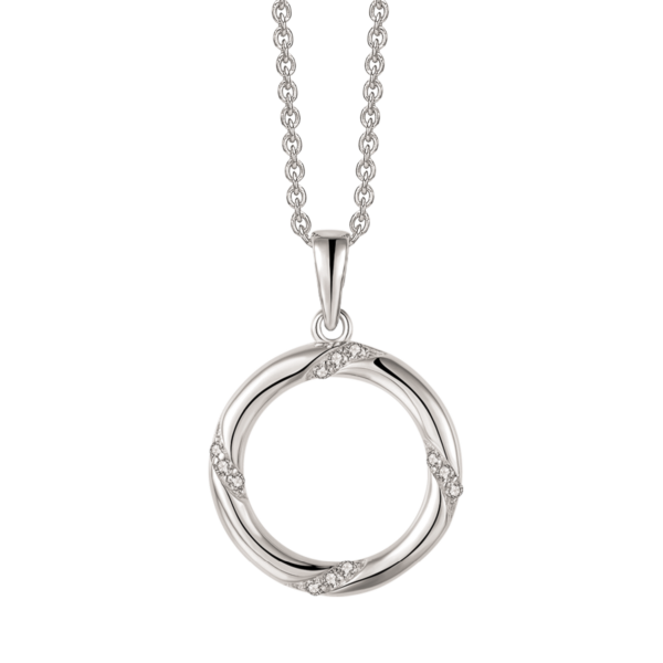 Cirkel Silverhalsband, med zirkonstenar