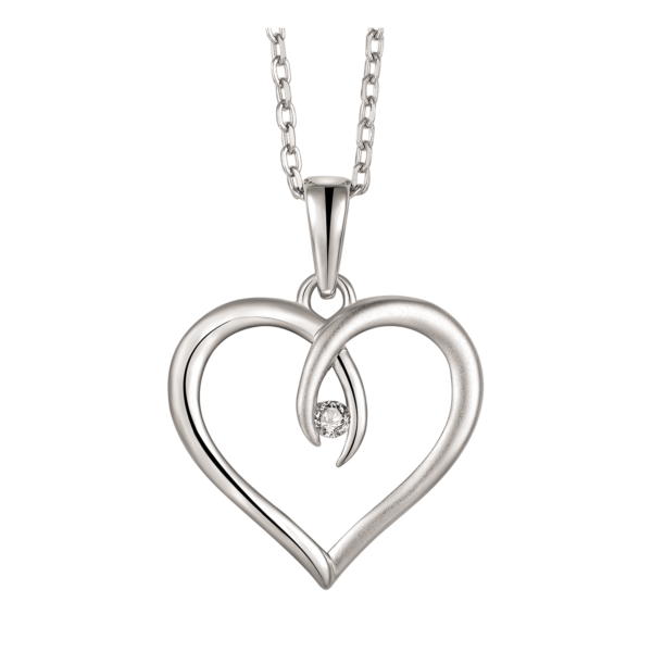 Silver Heart halsband hjärta matt och glänsande med zirconia i mitten