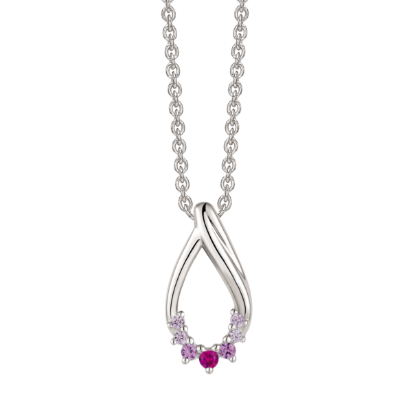 Silver dropphalsband med olika rosa färger i zirconia