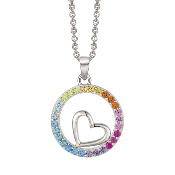 Silver Heart halsband i en cirkel och med zirconia i färger Mått: 16 x 16 x 2,1 mm