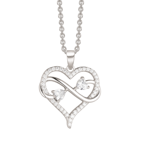 Eternity sign / heart Halsband i silver, med zirkonstenar