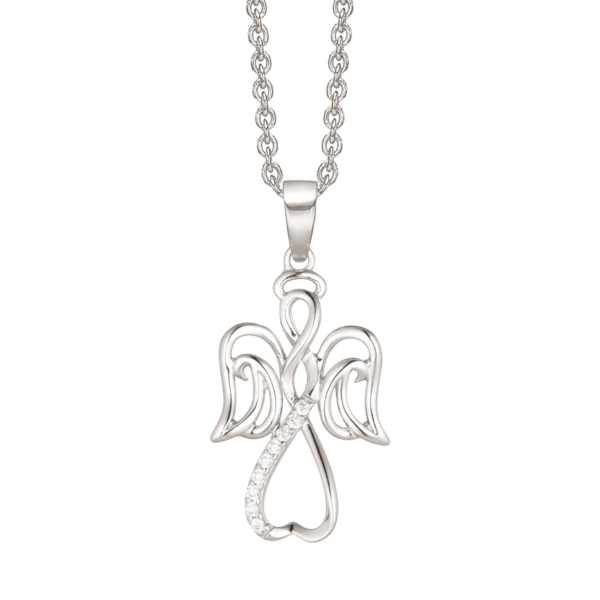 Engle Silver halsband, med zirconia stenar