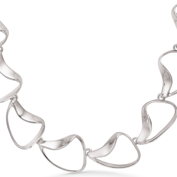Silverhalsband rodiumpläterade krokiga ovala länkar