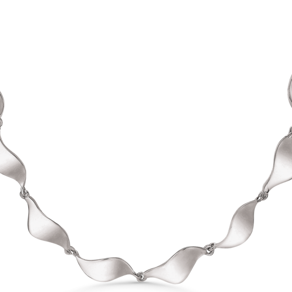 Silverhalsband rodiumpläterad svarvad länk