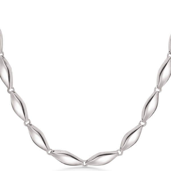 Silverhalsband rodiumpläterade ovala glänsande länkar